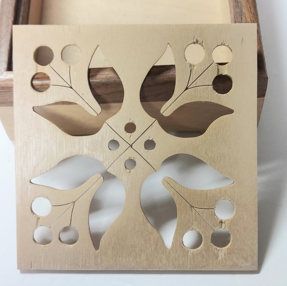 Two-tone Wood Trinket Box, Keepsake, Potpourri Box Hand Made, Scroll Saw Top - Picture 12 of 13